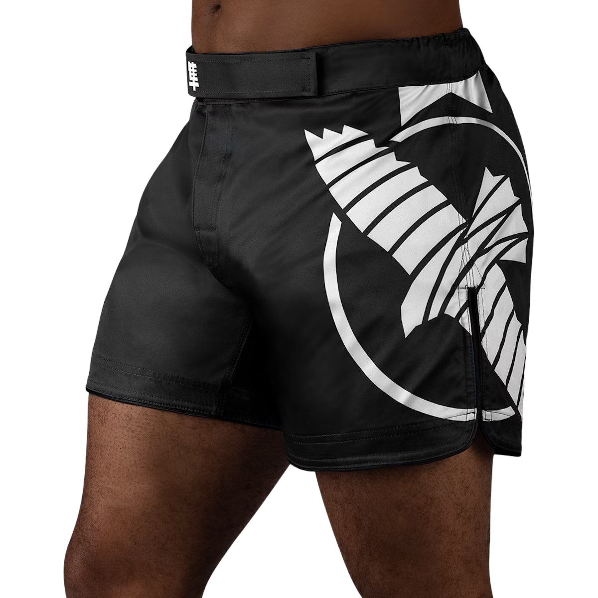 Hayabusa Icon Mid-Thigh MMA Shorts Black/White