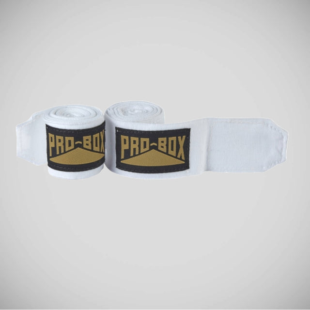 White Pro-Box Senior AIBA Spec Stretch Hand Wraps   