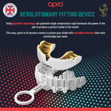 Opro junior instant op maat gemaakte enkele kleur mondbeschermer donkerblauw/goud