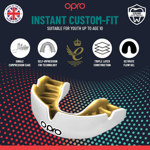 Sky Blue/White Opro Junior Instant Custom-Fit Single Colour Mouth Guard