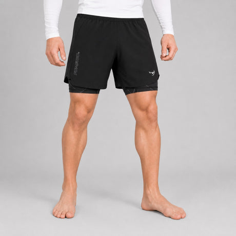 Icon Dual Layer Training Shorts Black Lifestyle 2
