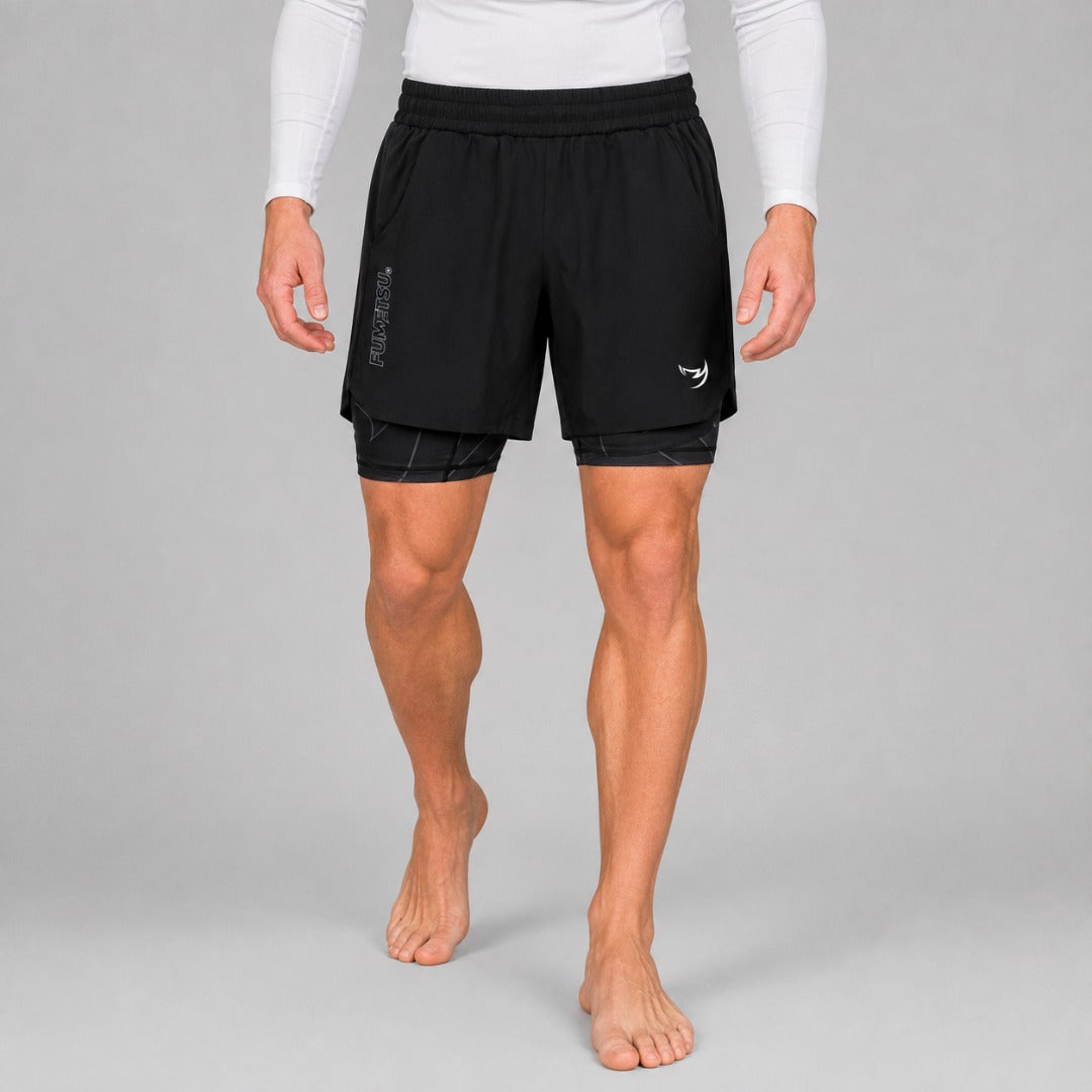 Icon Dual Layer Training Shorts Black Lifestyle 3