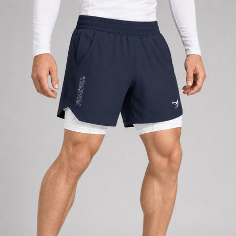 Icon Dual Layer Training Shorts Navy/White Lifestyle 2