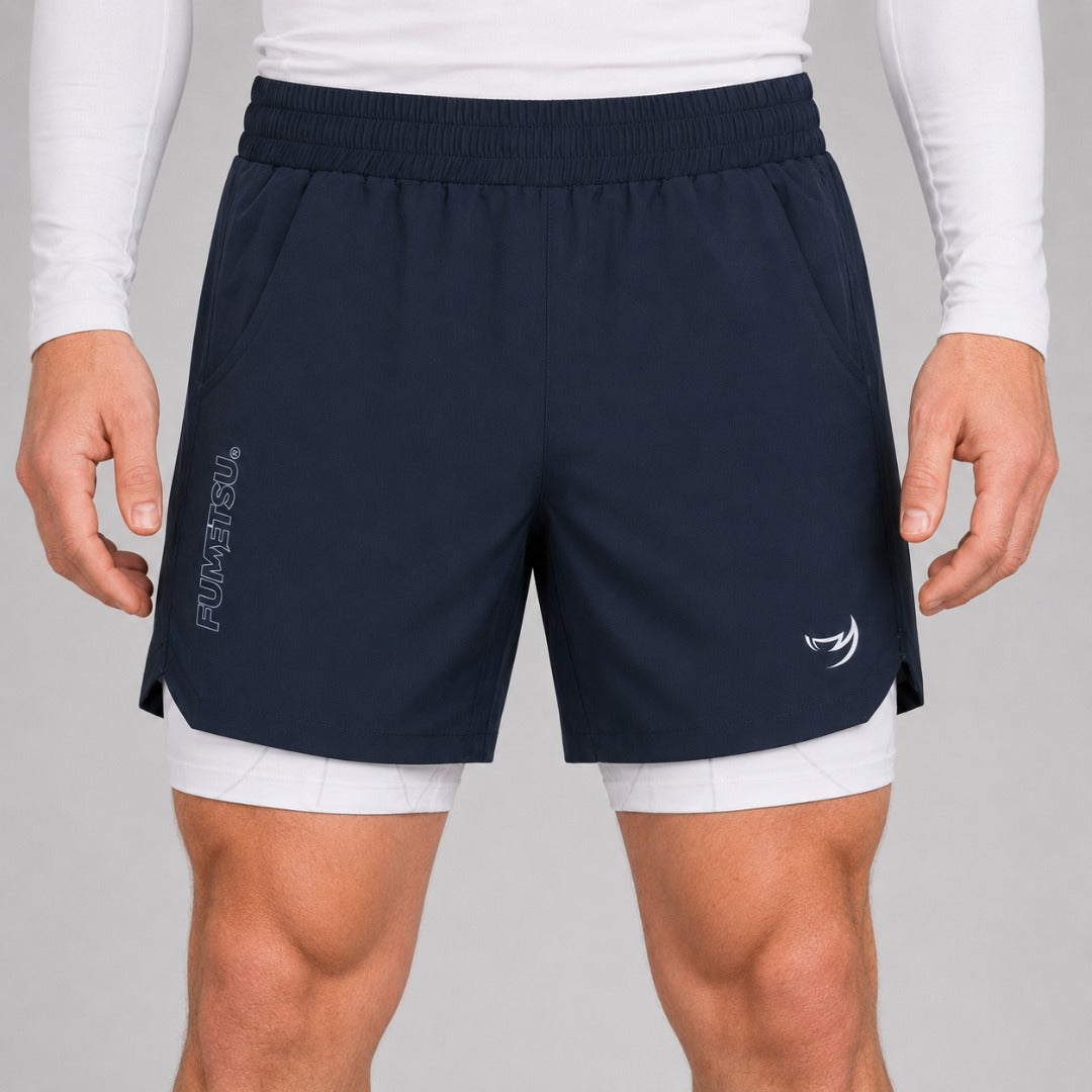 Icon Dual Layer Training Shorts Navy/White Lifestyle 1