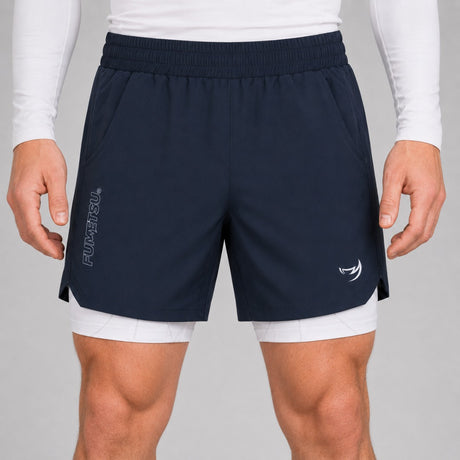 Icon Dual Layer Training Shorts Navy/White Lifestyle 1