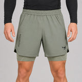 Icon Dual Layer Training Shorts Sand Lifestyle 1