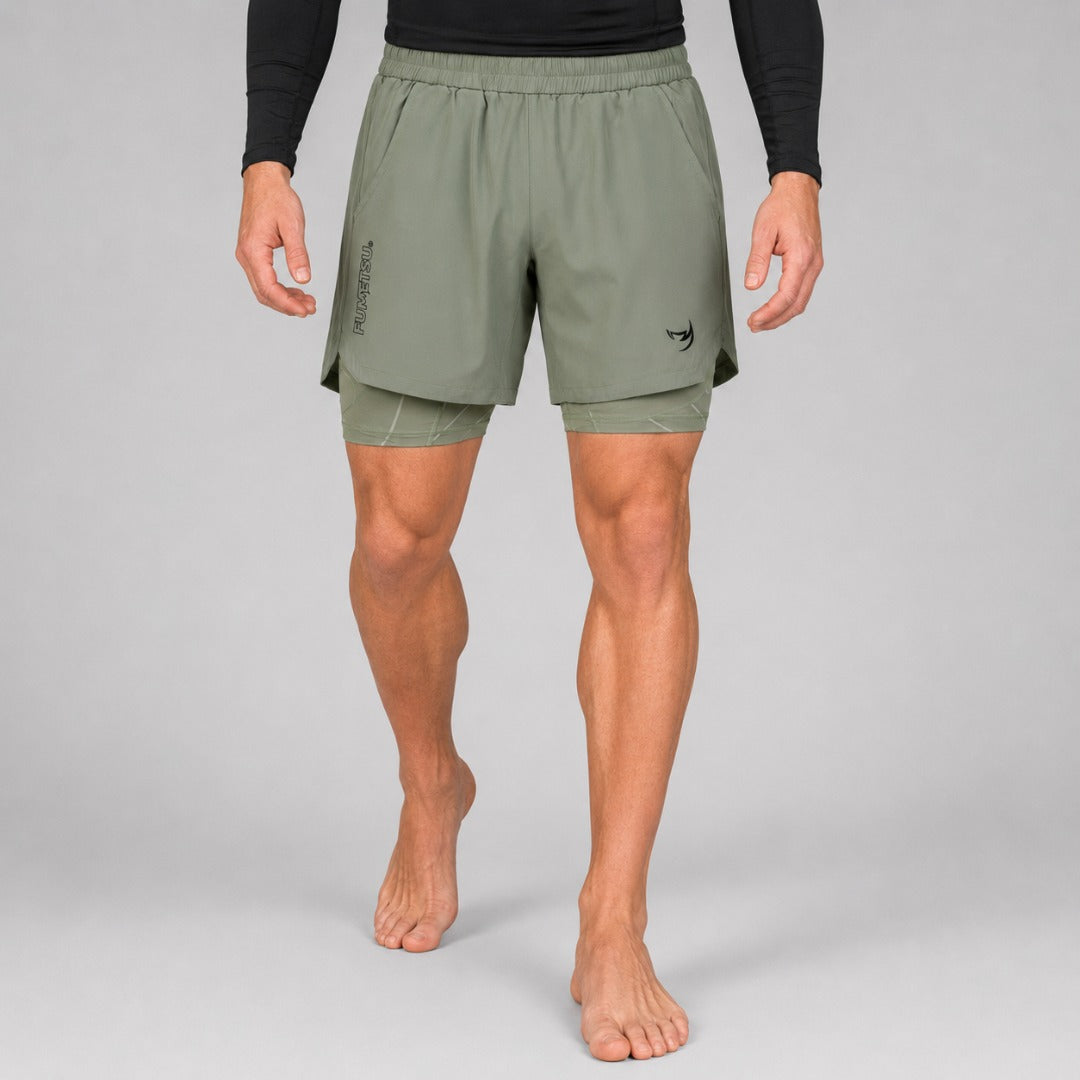 Icon Dual Layer Training Shorts Sand Lifestyle 2