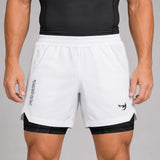 Icon Dual Layer Training Shorts White/Black Lifestyle 1
