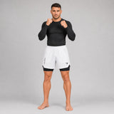 Icon Dual Layer Training Shorts White/Black Lifestyle 2