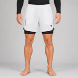 Icon Dual Layer Training Shorts White/Black Lifestyle 3
