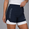 Fumetsu Icon Womens Dual Layer Fight Shorts Navy/White
