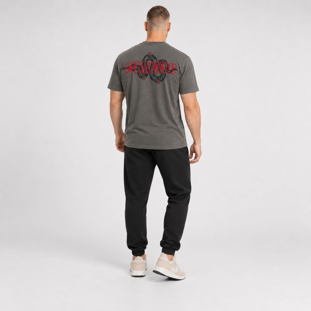 Fumetsu Inked - Snake T-Shirt Charcoal/Red Back