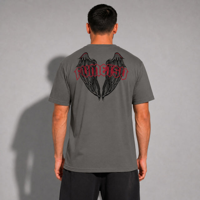 Fumetsu Inked - Wings T-Shirt Charcoal/Red