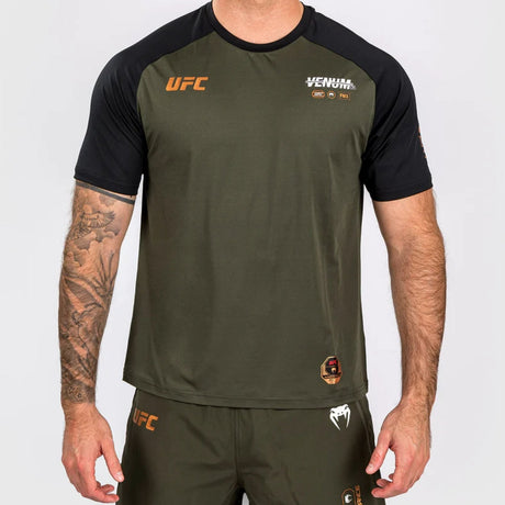 Venum UFC Adrenalin authentische Kampfwoche Trocken Tech T-Shirt Khaki/Bronze