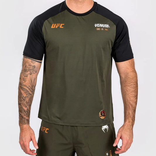 Khaki/Bronze Venum UFC Adrenaline Authentic Fight Week Dry Tech T-Shirt