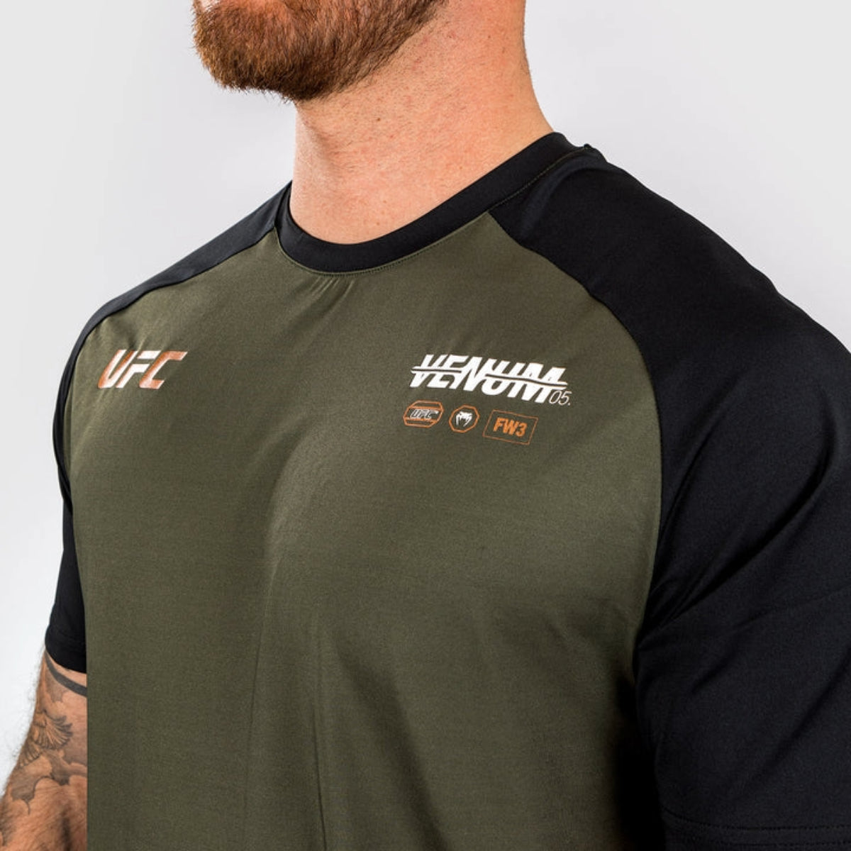 Venum UFC Adrenaline Authentic Fight Week Dry Tech T-Shirt Khaki/Bronze