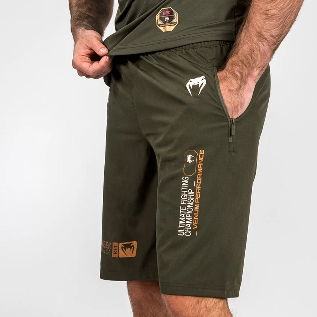 Khaki/Bronze Venum UFC Adrenaline Authentic Fight Week Performance Shorts   