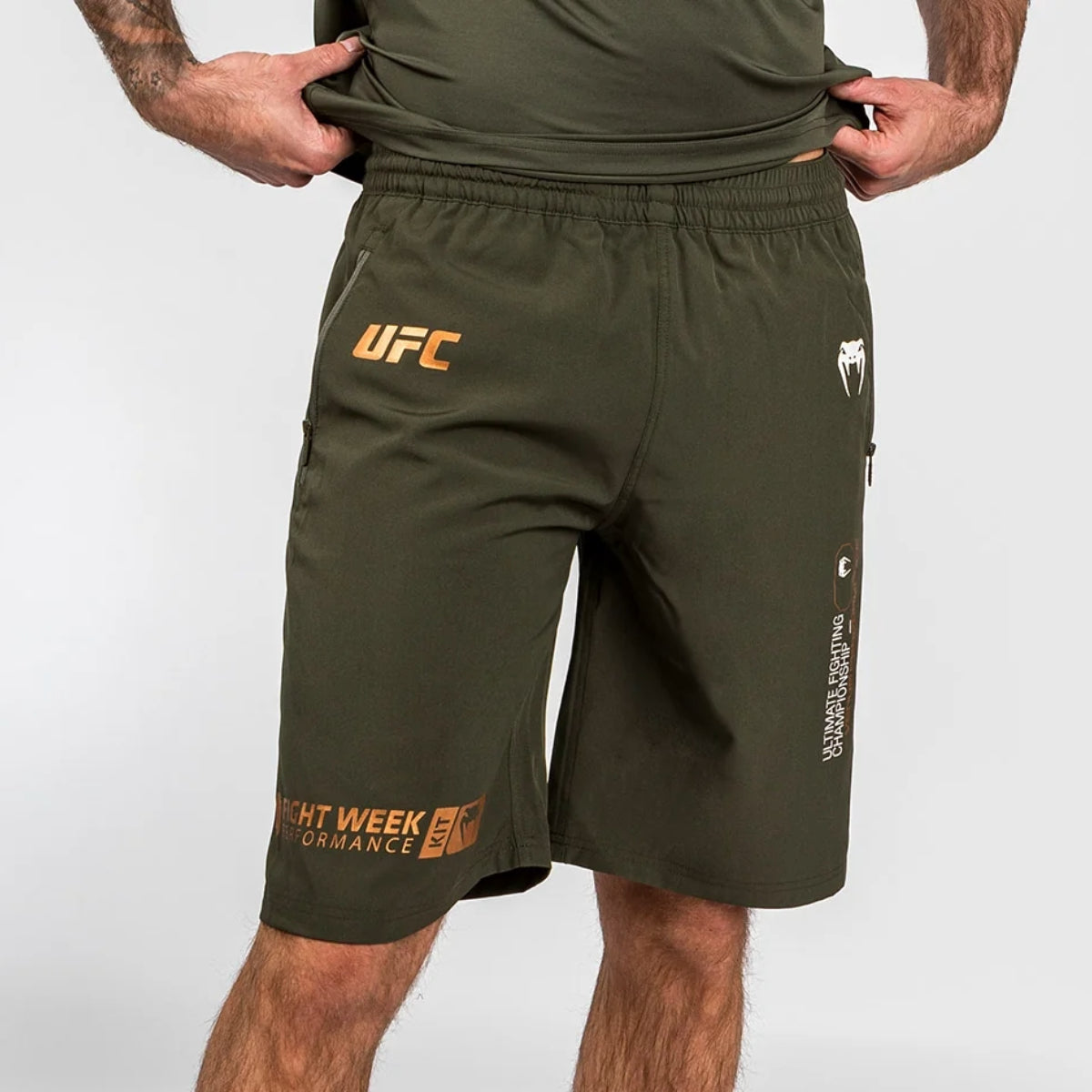 Khaki/Bronze Venum UFC Adrenaline Authentic Fight Week Performance Shorts   