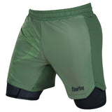 fumetsu 뱀 눈 듀얼 레이어 반바지 카키