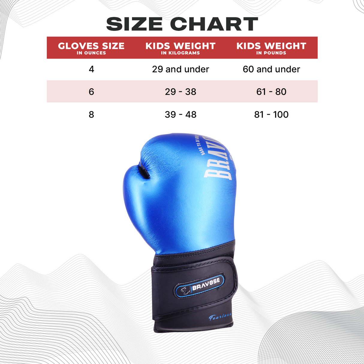 Bravose Fearless Junior Boxing Gloves Blue