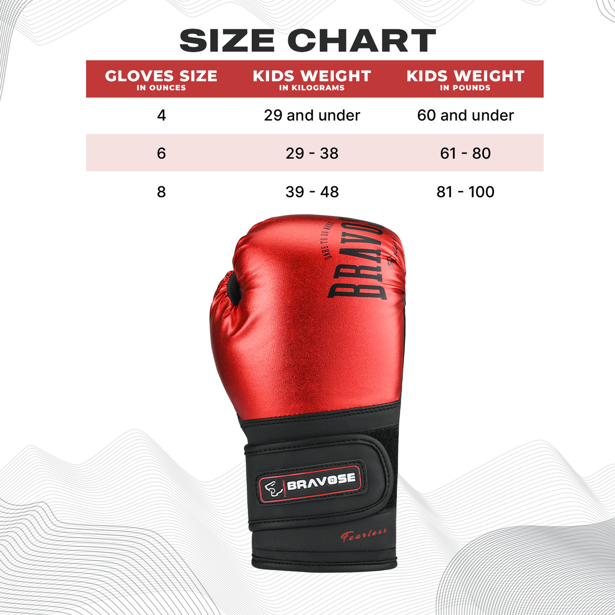 Bravose Fearless Junior Boxing Gloves Red