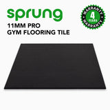 Sprung 11mm PRO Heavy-Duty Rubber Gym Mats - Black