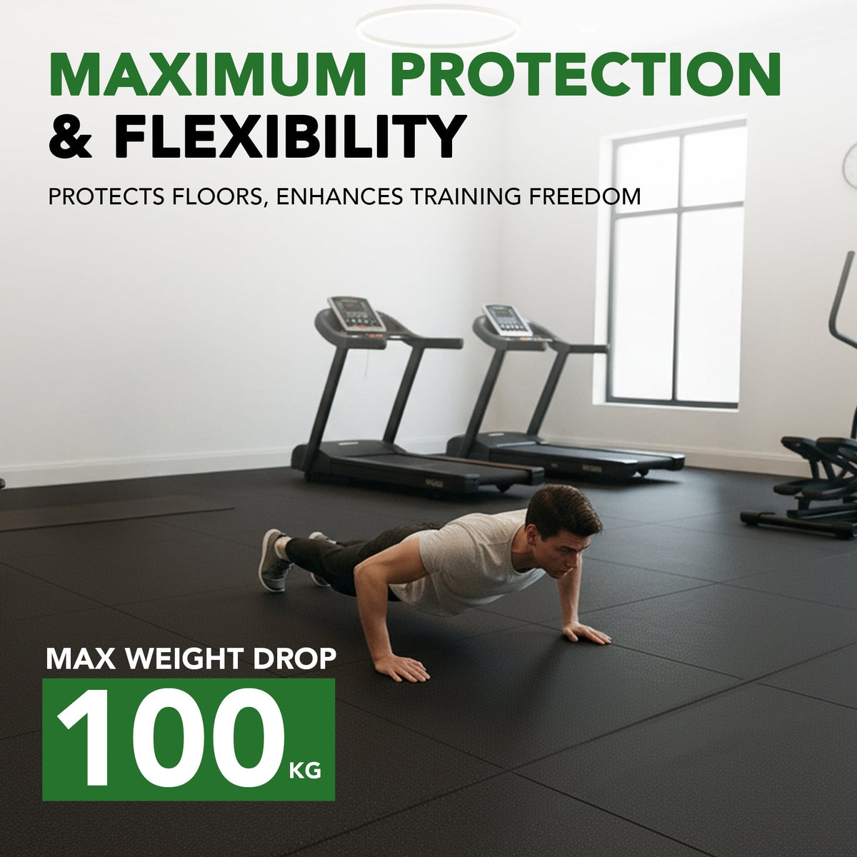 Sprung 11mm PRO Heavy-Duty Rubber Gym Mats - Black