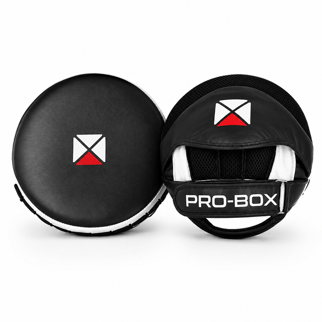 Pro-Box Round Leather Hook & Jab Pads Black/White