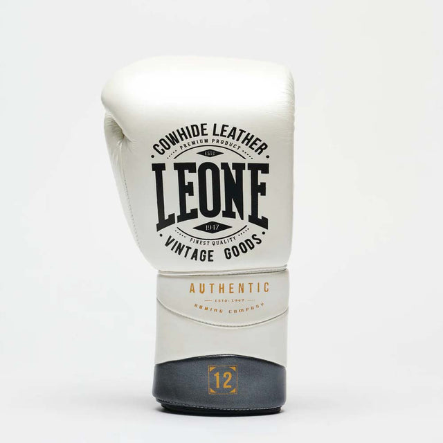 Leone Authentic 2 Lace-Up Boxing Gloves White/Gold