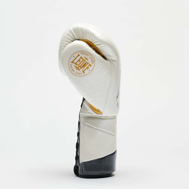 Leone Authentic 2 Lace-Up Boxing Gloves White/Gold