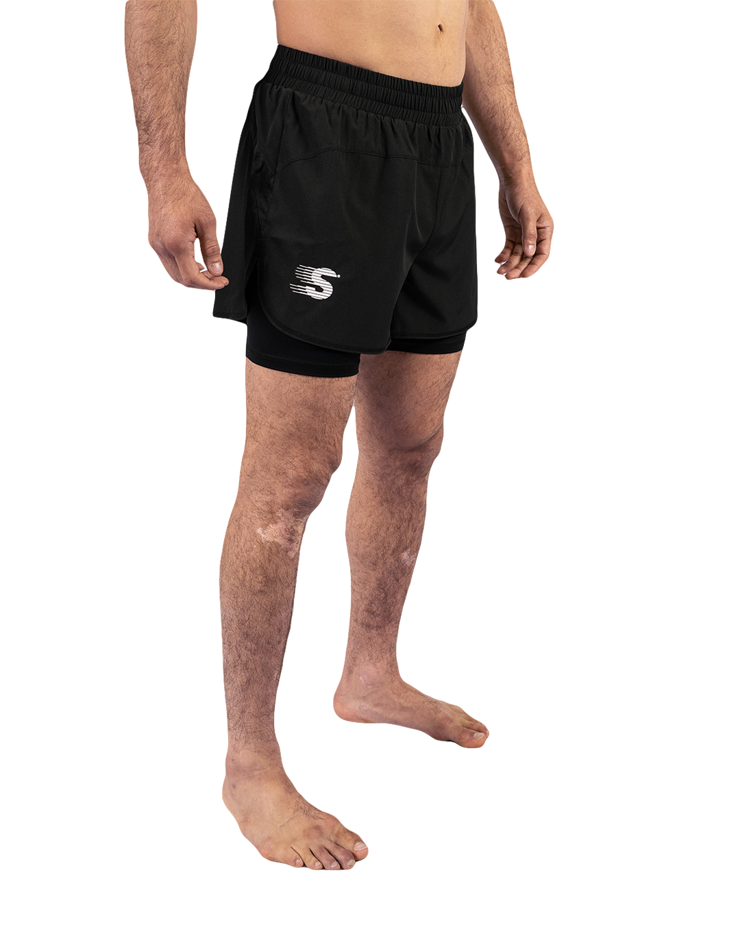 Scramble Mirai Combination Shorts Black in black, front view