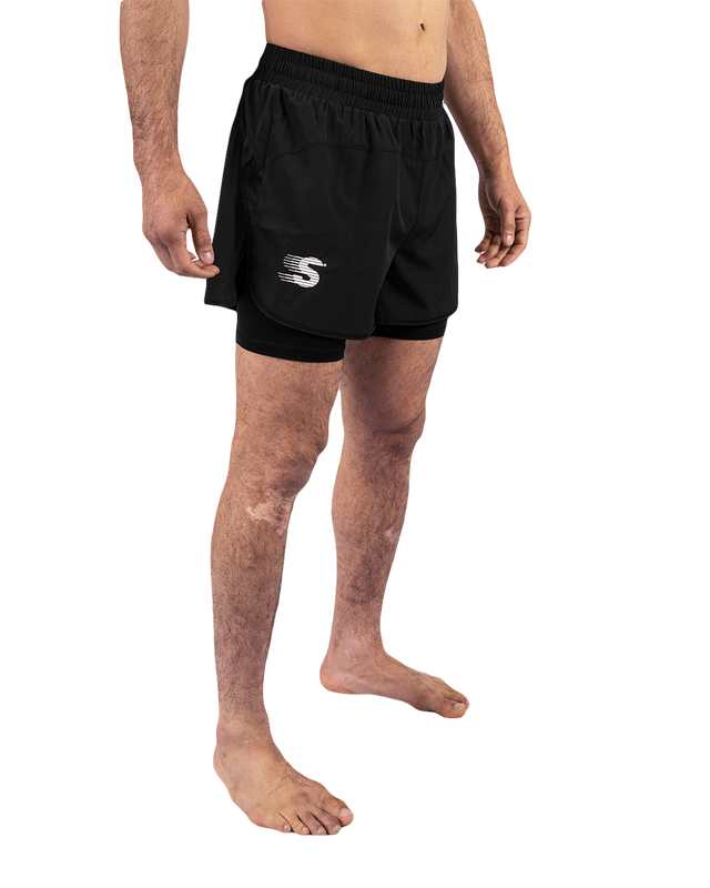 Scramble Mirai Combination Shorts Black in black, front view
