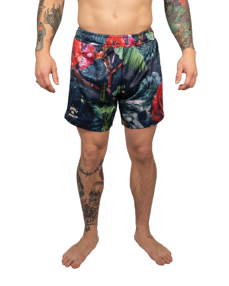Scramble Mesh Hybrid Grappling Shorts Ohana Camo in Ohana floral camo, front view