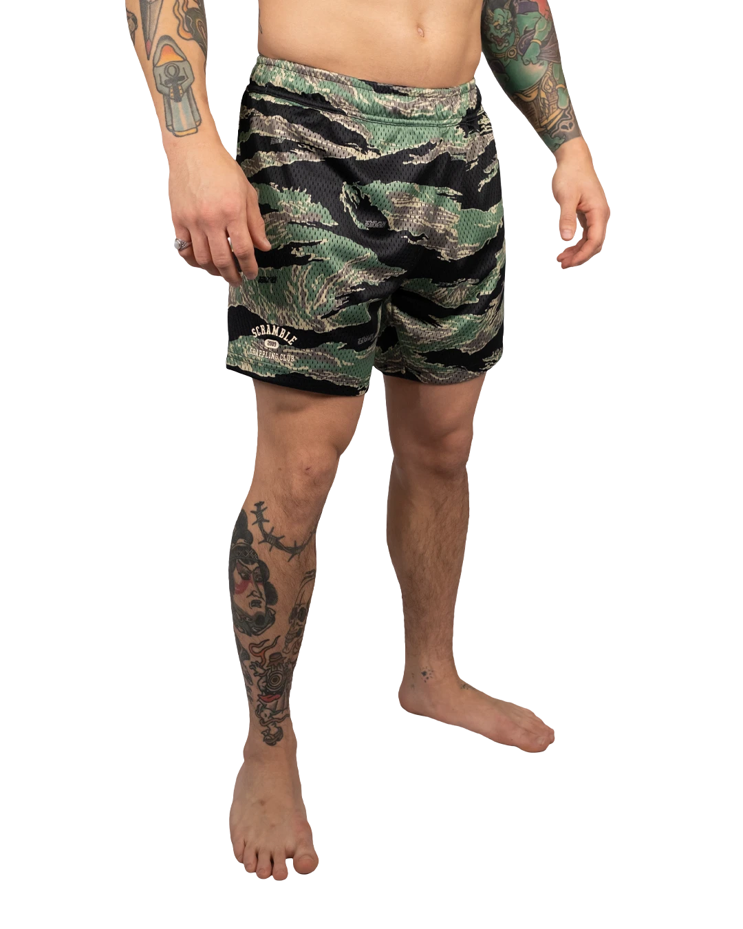 Scramble Mesh Hybrid Grappling Shorts Tiger Camo in Tiger camo, view 2 of 6