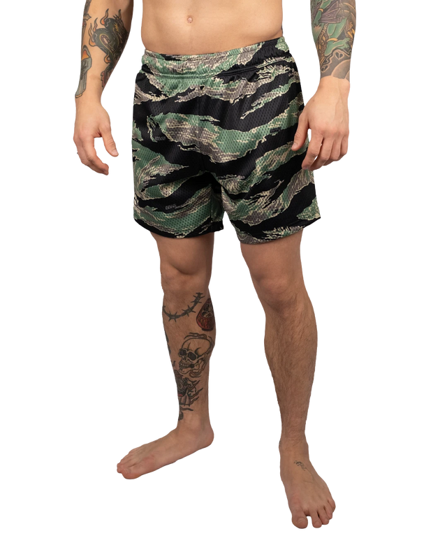 Scramble Mesh Hybrid Grappling Shorts Tiger Camo in Tiger camo, view 3 of 6