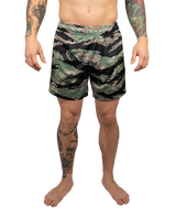 Scramble Mesh Hybrid Grappling Shorts Tiger Camo in Tiger camo, front view
