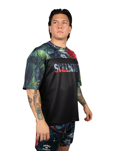 Scramble Mesh Hybrid Grappling Top Ohana Camo in Ohana floral camo, view 2 of 7