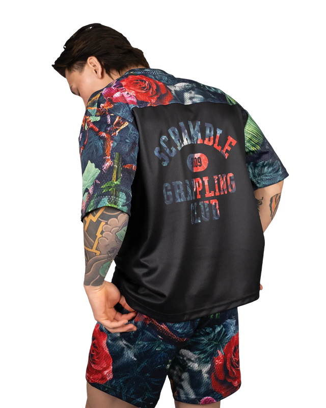Scramble Mesh Hybrid Grappling Top Ohana Camo in Ohana floral camo, view 5 of 7