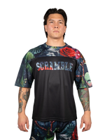 Scramble Mesh Hybrid Grappling Top Ohana Camo in Ohana floral camo, front view