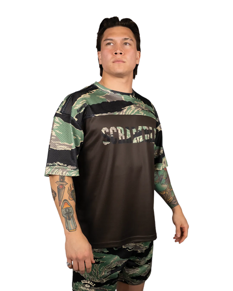 Scramble Mesh Hybrid Grappling Top Tiger Camo in Tiger camo, view 2 of 6