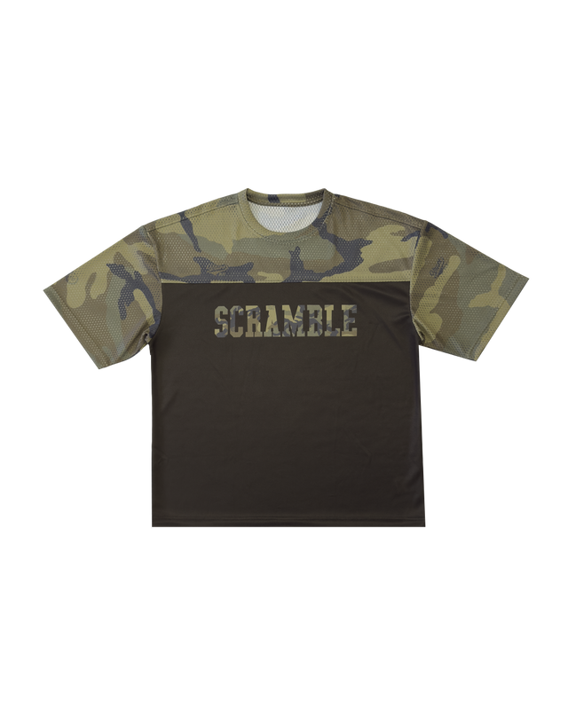 Scramble Mesh Hybrid Grappling Top Woodland Camo in Woodland camo, view 5 of 6