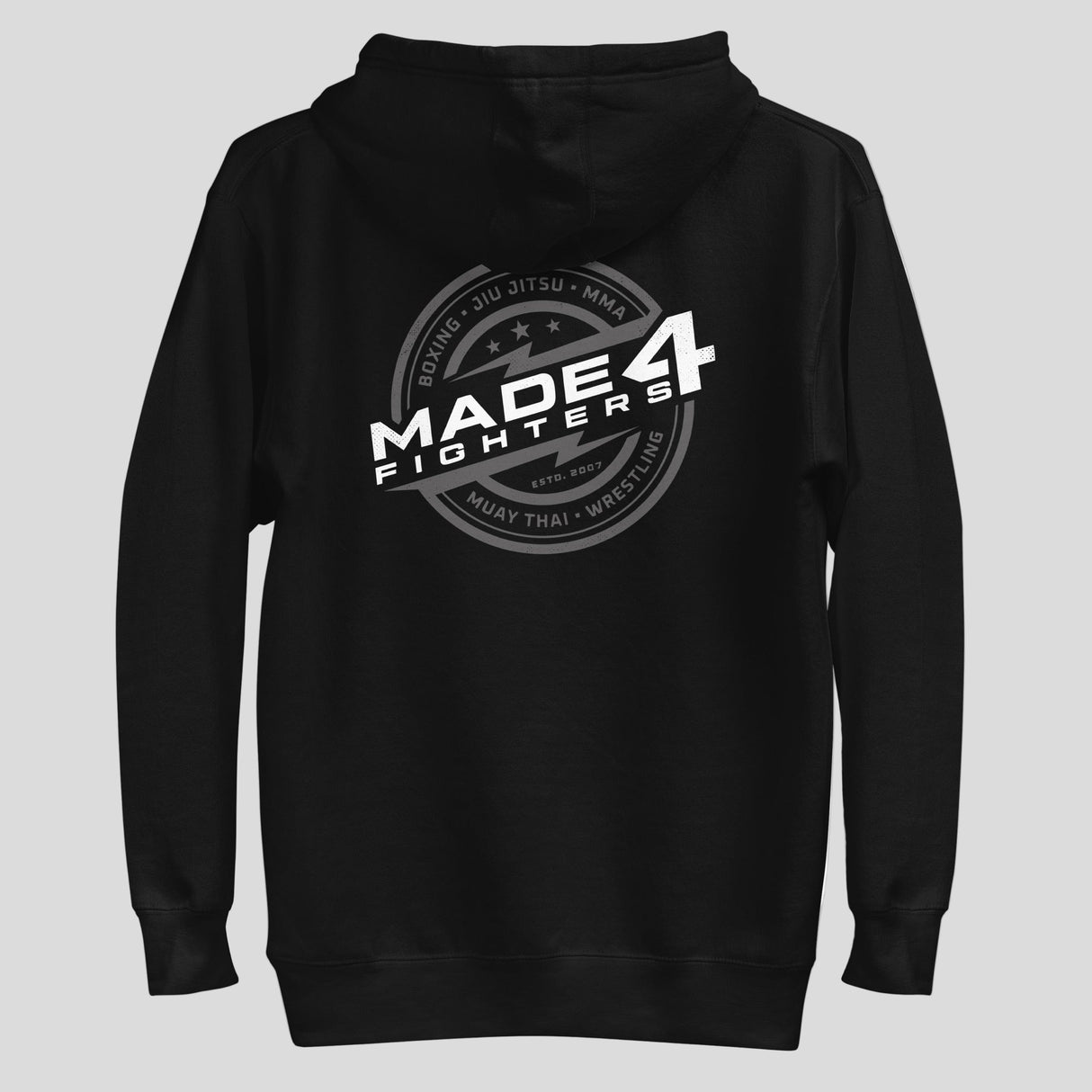 Made4Fighters Emblem Hoodie Black/Grey/White Back