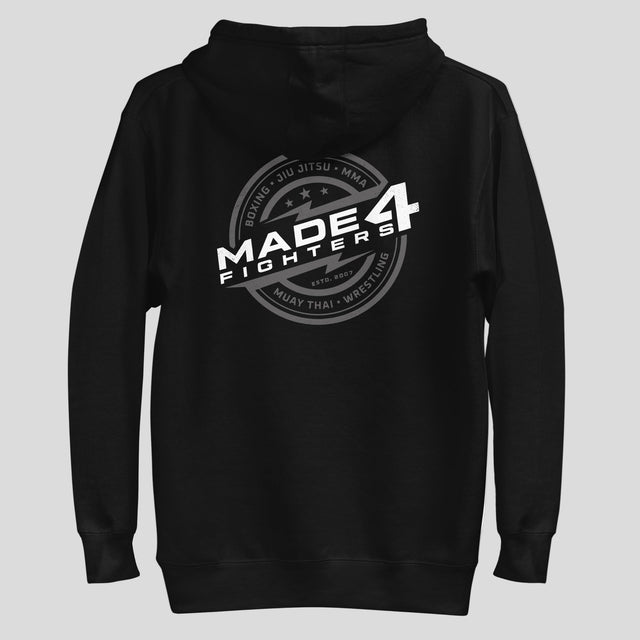 Made4Fighters Emblem Hoodie Black/Grey/White Back