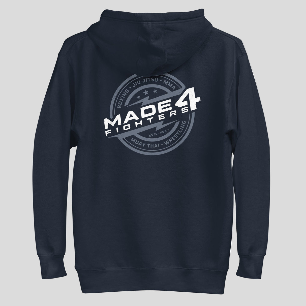 Made4Fighters Emblem Hoodie Navy/Grey/White Back