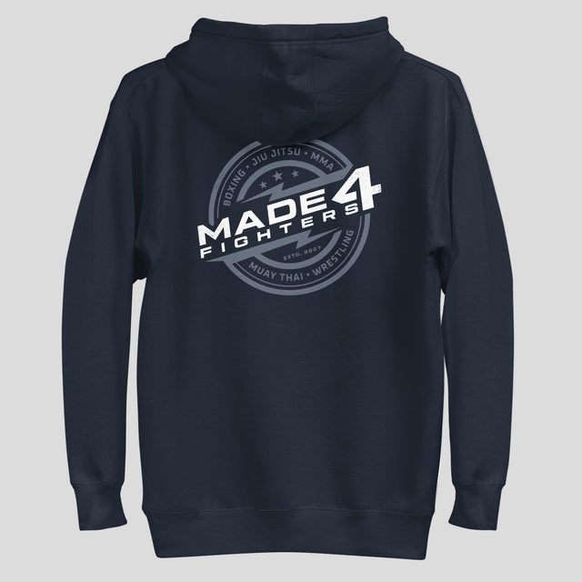 Made4Fighters Emblem Hoodie Navy/Grey/White Back