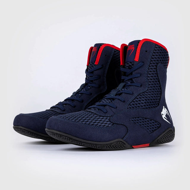 Navy Blue/Red Venum Contender Boxing Shoes   