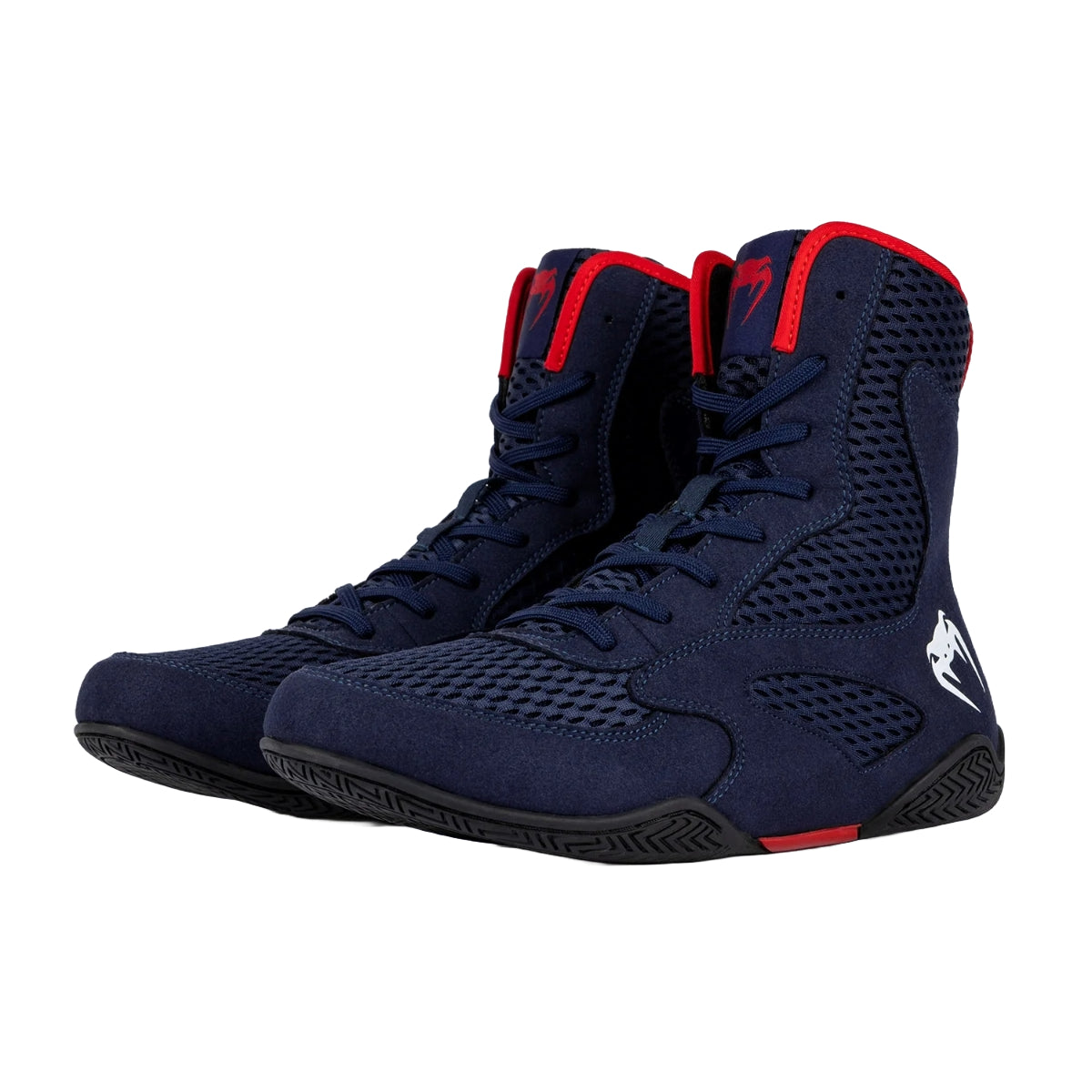 Navy Blue/Red Venum Contender Boxing Shoes   