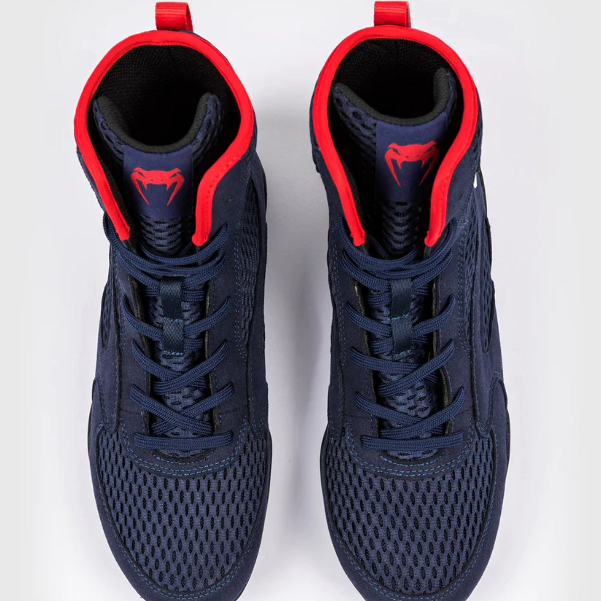 Navy Blue/Red Venum Contender Boxing Shoes   