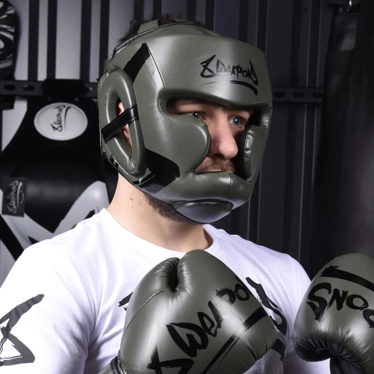 8 Weapons Unlimited Head Guard Olive/Black