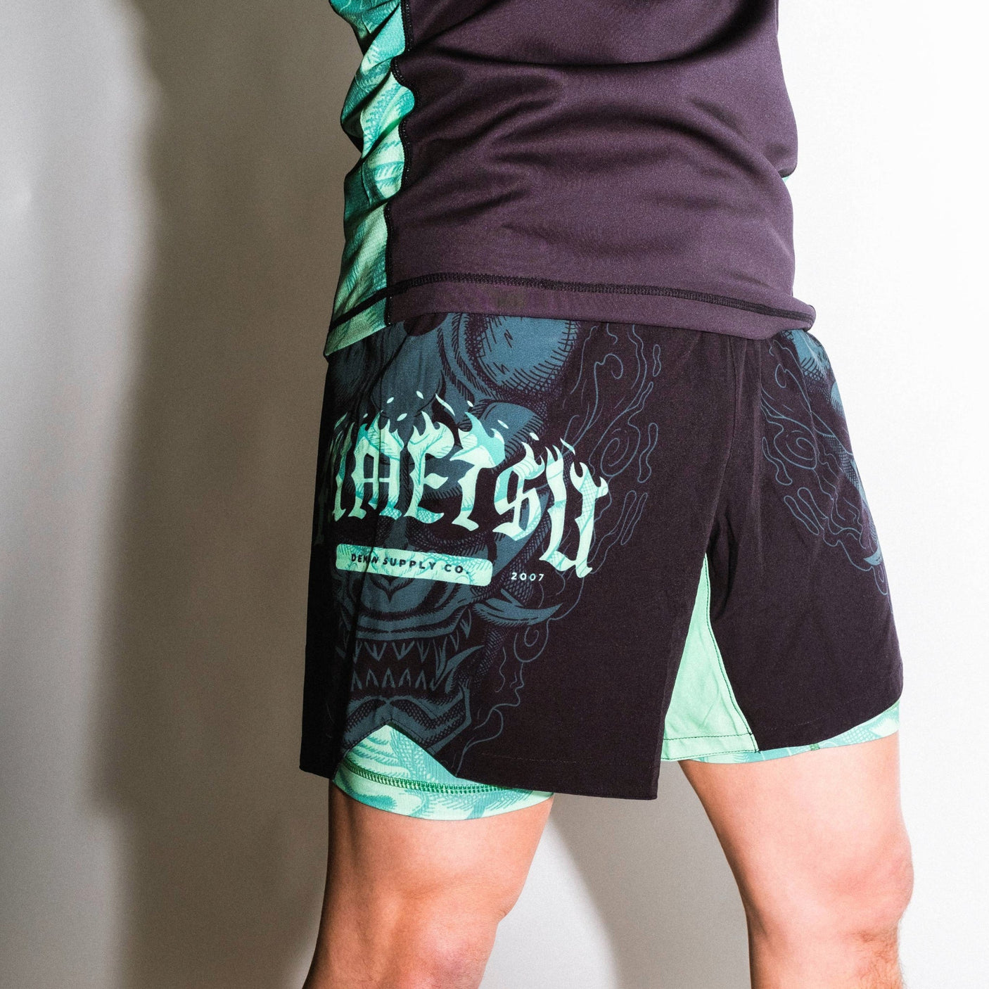 Oni Dual Layer Shorts Black/Blue/Mint Lifestyle 2